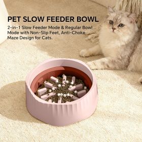 Pink dual-purpose slow food bowl, fast/slow food can be freely switched to adapt to different pet eating habits, cross-border hot selling pet sup