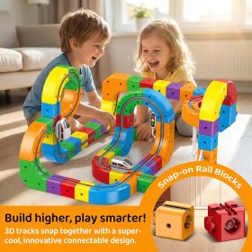 Magnetic Train Track Set, Electric Gravity-Defying 3D Tracks with Motorized Train and Road Signs