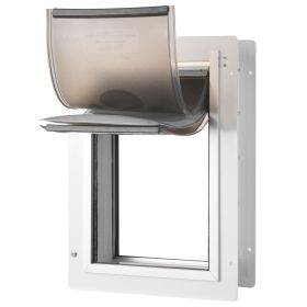 Pet Door, 9.29" x 13.19" Metal Frame with Lock and 3-Flap System, Weatherproof Doggy Door, Easy to Install in Interior or Exterior Walls