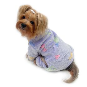Ultra Plush Colorful Bones/Paws Turtleneck Pajamas (Color: purple, size: L)