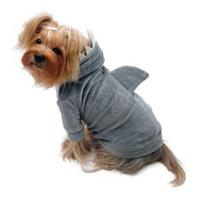 Ultra Plush Shark Hoodie with Fin & Teeth (Color: gray, size: S)